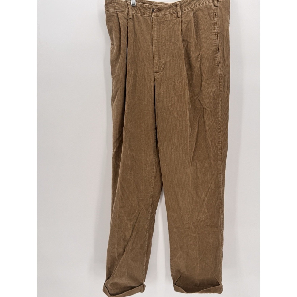 Alexander Julian Colours Pants Mens 34x32 Corduroy Cuffed Casual Pleated‎ Brown